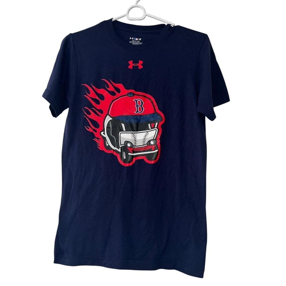 Under Armour Navy T-Shirt with Red Accents Boston Red Sox sz sm loose fit